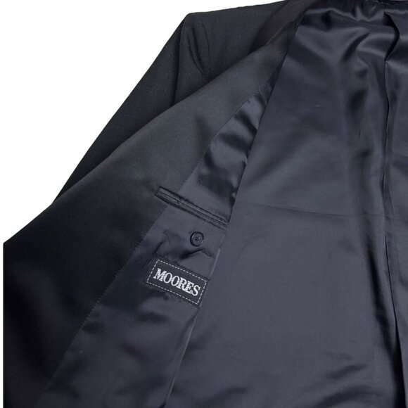 MOORES Black TUXEDO Luxury Designer 3-Piece Blazer Pants SUIT SET Mens XL - Picture 9 of 11